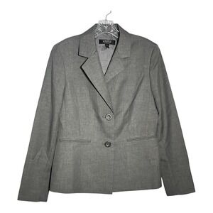 Kasper Separates Womens Gray Two‎ Button Blazer Career Office Jacket